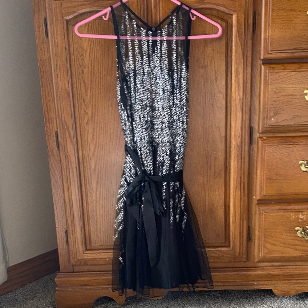 emily west Black Sequin Tulle Party Dress